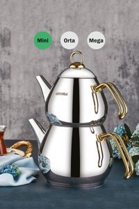 Kahramanlar Çelik Mini Çelik Çaydanlık Gümüş