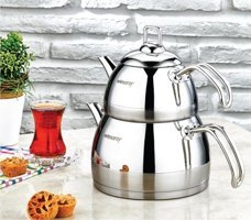 Evimsaray Büyük Boy Çelik Çaydanlık Gümüş