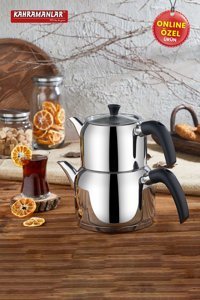Kahramanlar Delux Çelik Mini Çelik Çaydanlık Gri
