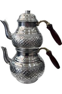 Söylemez Yöresel Bakır Görünümlü Alüminyum Çaydanlık Gümüş