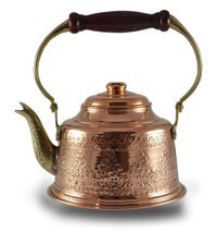 Saint Belisama Maraş El İşlemeli Bakır Üstten Kulplu Çaydanlık Rose