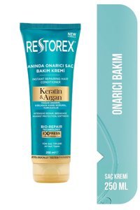 Restorex Bio-Repair Argan Yağı-Keratin Silikonsuz Sülfatsız Onarıcı Tuzsuz Boyalı Tüm Saçlar için Kadın Saç Kremi 250 ml