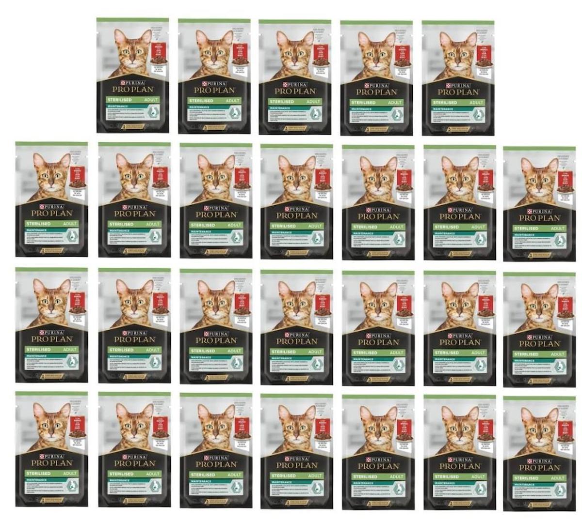 Pro Plan Pouch Sterilised Sığır Etli Tahılsız Yetişkin Kuru Kedi Maması 26x85 gr