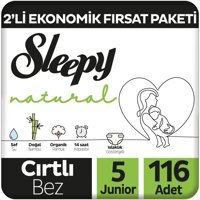 Sleepy Natural 5 Numara Organik Cırtlı Bebek Bezi 116'lı