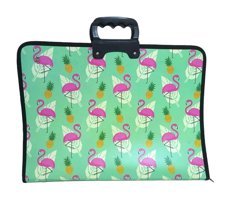 Stilo Pink Swan Desenli Fermuarlı Turkuaz Plastik Resim Çantası 11x37x54 cm