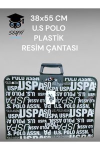 Seyfikirtasiye Desenli Fermuarlı Siyah Plastik Resim Çantası 38x55 cm