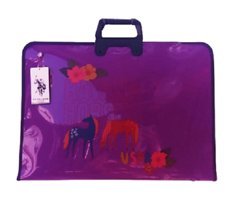 Polo Desenli Fermuarlı Mor Resim Çantası 35x50 cm