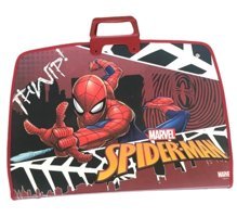 Marvel Spiderman Desenli Fermuarlı Kırmızı-Sİyah Plastik Resim Çantası 38x55 cm