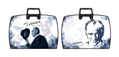 Abka Atatürk Desenli Fermuarlı Turuncu Plastik Resim Çantası 38x55 cm