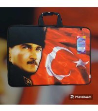 Kağan Çanta Desenli Fermuarlı Kırmızı Resim Çantası 38x55 cm