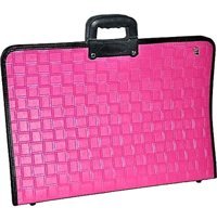 Seyfikirtasiye Teknik Desenli Fermuarlı Pembe Plastik Resim Çantası 38x55 cm