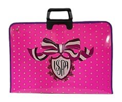 Polo Desenli Fermuarlı Pembe Deri Resim Çantası 40x55 cm
