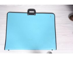 Gebzeli Fermuarlı Mavi Deri Resim Çantası 55x75 cm