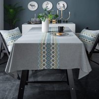 Generic Su Geçirmez Keten 135x240 cm Dikdörtgen Masa Örtüsü Antrasit-Mavi