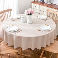 Generic Yıkanabilir Pamuk 130x130 cm Yuvarlak Masa Örtüsü Toz Pembe