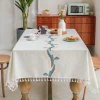 SQMSK İskandinav Tarzı Keten 90x300 cm Dikdörtgen Masa Örtüsü Beyaz