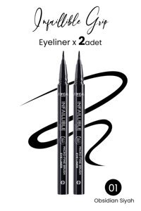 L'oréal Paris Infaillible Grip 01 Obsidian 2'li Suya Dayanıklı Mat-Saten Koyu Siyah Kalıcı İnce Uçlu Keçe Kalem Eyeliner