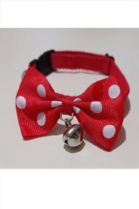 Tineke Papyonlu Zilli Krımızı Gezdirme Boyun Kedi Tasması