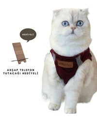 Ankaflex Düz Güvenlikli Bordo Gezdirme Göğüs Kedi Tasması