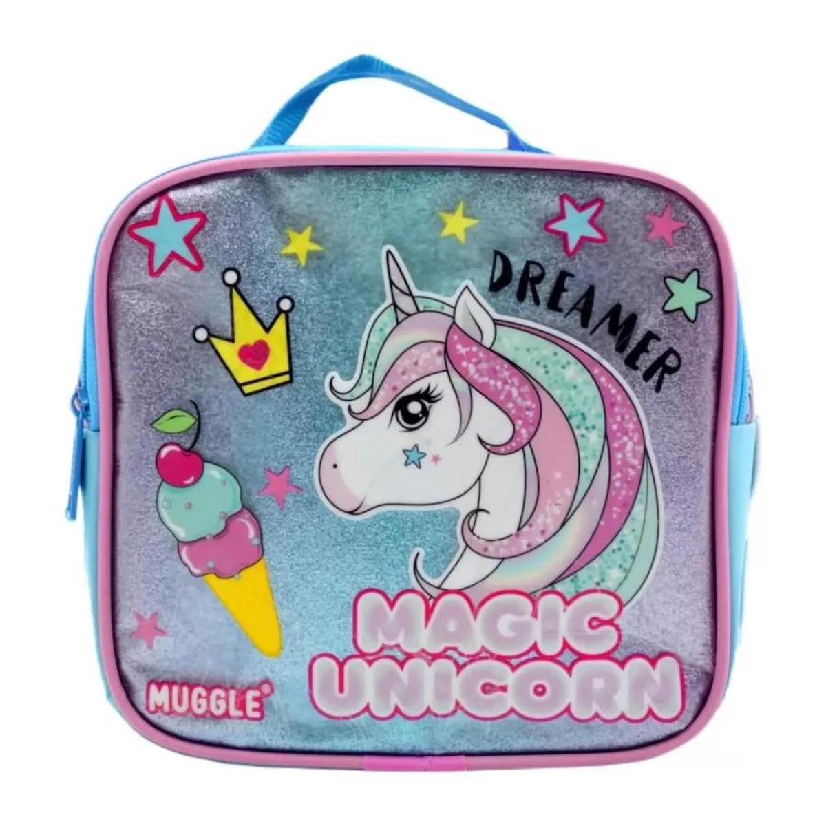 Muggle MU-6481 Unicorn Termoslu Mavi - Pembe Beslenme Çantası