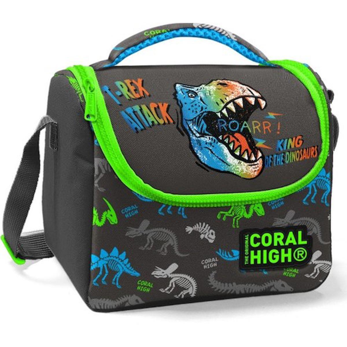 Coral High Dinazorlu Termoslu Gri Beslenme Çantası