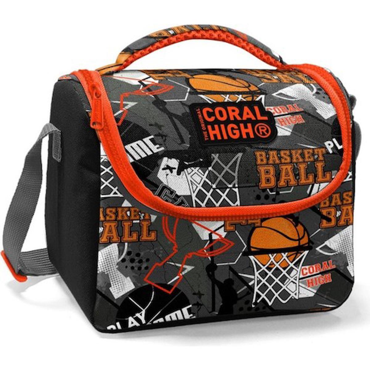 Coral High Basketbollu Termoslu Gri Beslenme Çantası