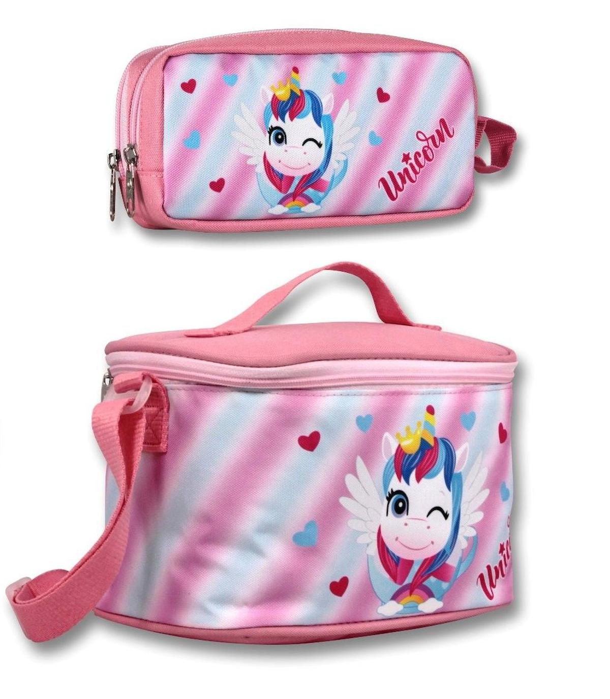 Ümit Çanta Unicorn Termoslu Pembe Beslenme Çantası + Kalemlik Seti