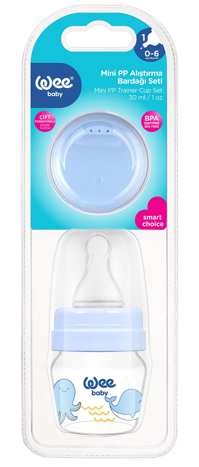 Wee Baby Mini Kulpsuz 0 Ay+ 30 ml Alıştırma Bardağı Mavi