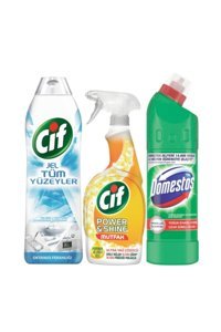 Cif Power&Shine-Okyanus Ferahlığı Jel-Sprey Mutfak Temizleyici 3x750 ml