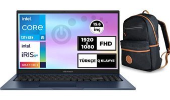 Asus Vivobook 15 X1504VA-NJ089 036 Dahili Intel Iris Xe Graphics Eligible Intel Core i5 1335U 8 GB Ram 512 GB SSD 15.6 inç Full HD Windows 11 Pro Laptop + Çanta