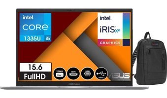 Asus Vivobook X1504VA-NJ10340 Dahili Intel Iris Xe Graphics Eligible Intel Core i5 1335U 16 GB Ram 2 TB SSD 15.6 inç Full HD Windows 11 Pro Laptop + WeblegelsinÇanta