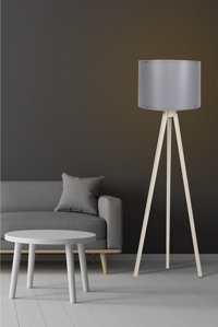 Creatif Collection Tripod Ahşap 3 Ayaklı Silindir Lambader Krem