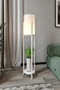 Casanovi Thin Ahşap 3 Ayaklı Silindir Lambader Beyaz