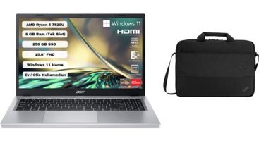 Acer Aspire 3 A315-24P-R1X3 NX.KDEEY.003 Dahili AMD Radeon 610M AMD Ryzen 5 7520U 8 GB Ram 256 GB SSD 15.6 inç Full HD Windows 11 Laptop + Çanta
