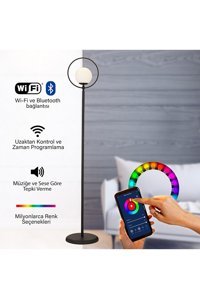 Apliqa Soho Metal Tek Ayaklı Yuvarlak Lambader Siyah