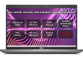 Dell Latitude 5440 Dahili Intel Iris Xe Graphics Eligible Intel Core i5 1335U 8 GB Ram 256 GB SSD 14 inç Full HD FreeDos Laptop