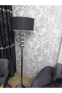 Cen Aydınlatma Flat Metal Tek Ayaklı Silindir Lambader Siyah