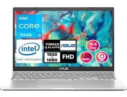 Asus X515EA-EJ4088 Dahili Intel UHD Graphics Intel Core i3 1115G4 4 GB Ram 256 GB SSD 15.6 inç Full HD FreeDos Laptop