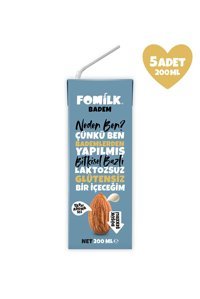Fomilk Vegan Badem Sütü Laktozsuz 5'li 200 ml