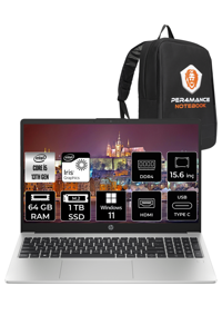 HP 250 G10 8A538EA Dahili Intel Iris Xe Graphics Eligible Intel Core i5 1335U 64 GB Ram 1 TB SSD 15.6 inç Full HD Windows 11 Pro Laptop + PER4 Çanta