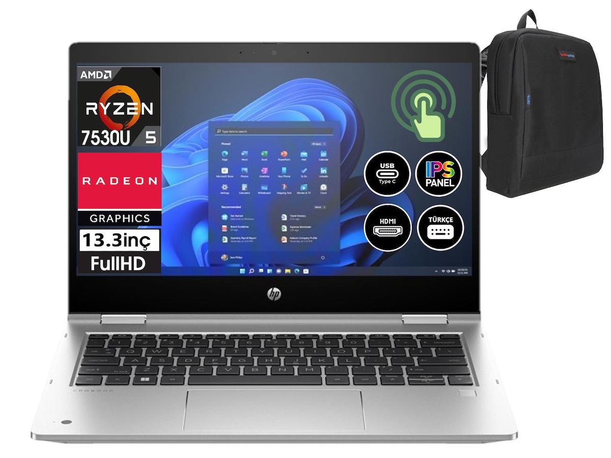 HP Pro X360 G10 885D20EA01 Dahili AMD Radeon RX Vega 7 AMD Ryzen 5 7530U 16 GB Ram 512 GB SSD 13.3 inç Full HD Windows 11 Pro Dokunmatik Laptop + WeblegelsinÇanta