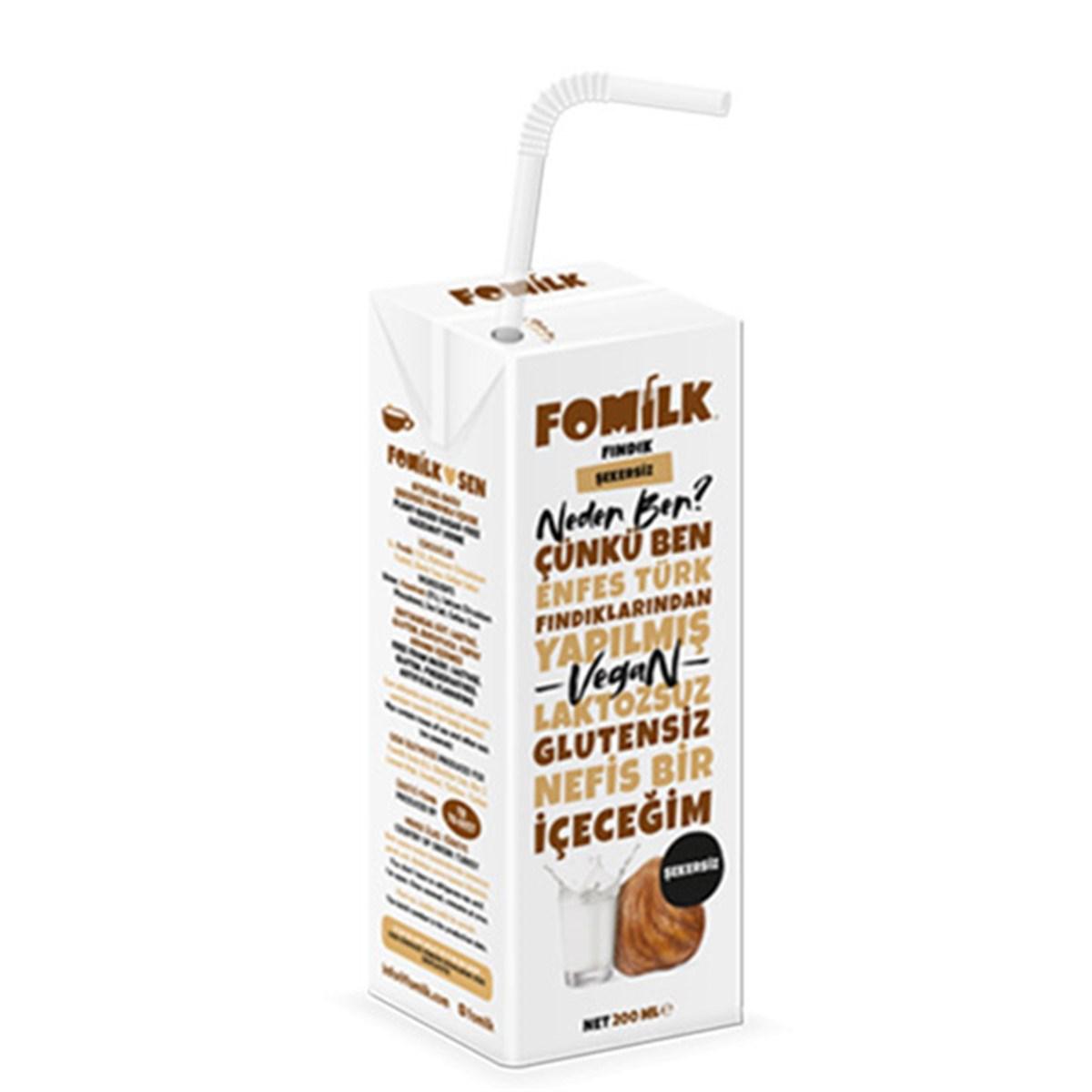 Fomilk Şekersiz Fındık Sütü Laktozsuz 200 ml