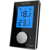 Mars Elektrik S20 35 Derece 0.2 Derece Hassasiyet Kablosuz Dijital Termostat Siyah