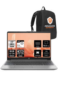 HP 250 G8 853U8ES Dahili Intel Iris Xe Graphics Intel Core i5 1135G7 12 GB Ram 512 GB SSD 15.6 inç Full HD FreeDos Laptop + PER4 Çanta