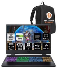 Acer Nitro 5 AN515-58 NH.QGAEY.001 Harici GeForce RTX 3070 Intel Core i7 12700H 16 GB Ram 1 TB SSD 15.6 inç Full HD Windows 11 Home Oyuncu Laptop + PER4 Çanta