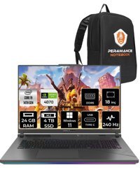 Asus ROG Strix G18 N6092 Harici GeForce RTX 4080 Intel Core i9 14900HX 24 GB Ram 4 TB SSD 18 inç Full HD Windows 11 Home Oyuncu Laptop + PER4 Çanta