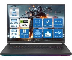 Asus ROG Strix G18 G814JZ-N6022011 Harici GeForce RTX 4080 Intel Core i9 13980HX 64 GB Ram 2 TB SSD 18 inç QHD Windows 11 Home Oyuncu Laptop