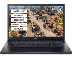 Acer Aspire 7 A715-51G Harici GeForce RTX 3050 Intel Core i5 1240P 16 GB Ram 512 GB SSD 15.6 inç Full HD Linux Oyuncu Laptop