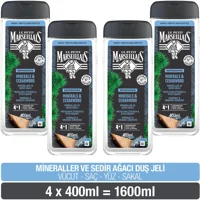 Le Petit Marseillais Nature For Men Mineraller Selvi Ağacı Aromalı Nemlendirici Duş Jeli 4x400 ml
