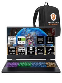 Acer Nitro 5 AN515-58 NH.QGAEY.001 Harici GeForce RTX 3070 Intel Core i7 12700H 64 GB Ram 256 GB SSD 15.6 inç Full HD Windows 11 Home Oyuncu Laptop + PER4 Çanta